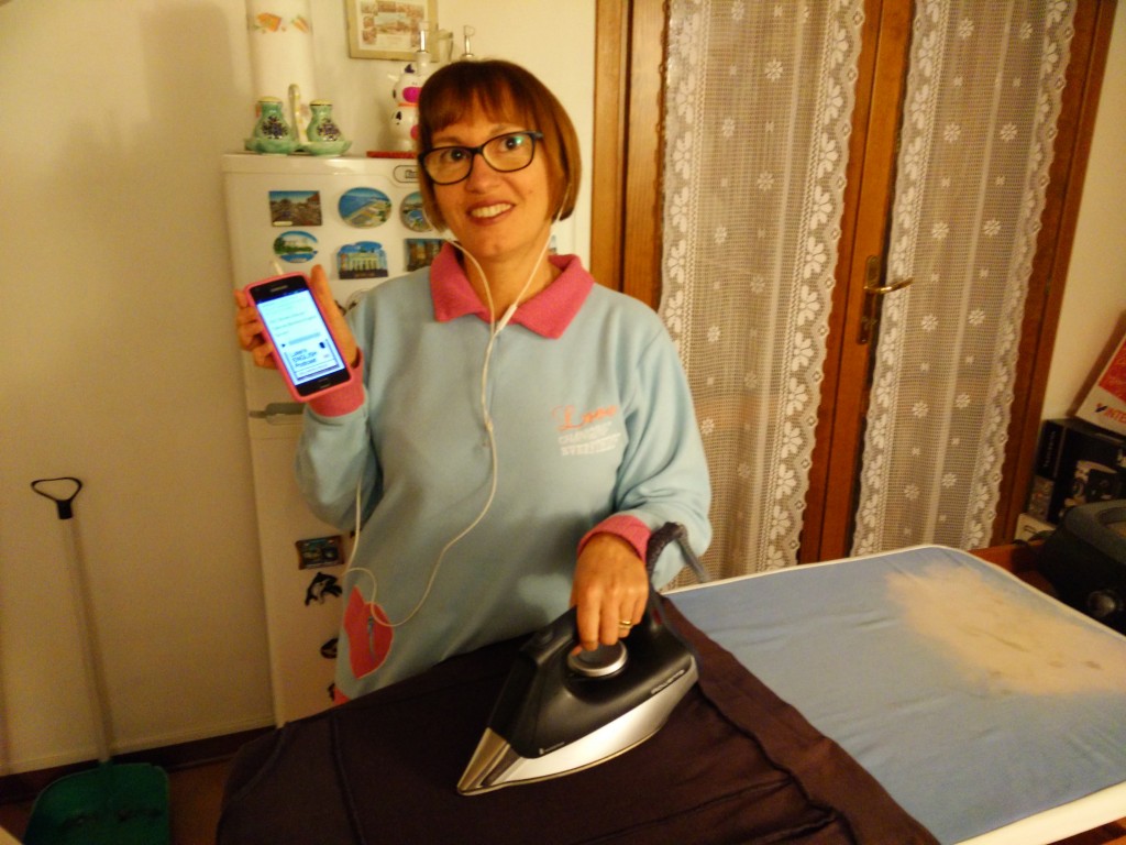 Gabriella in Italy - listening while doing the housework
